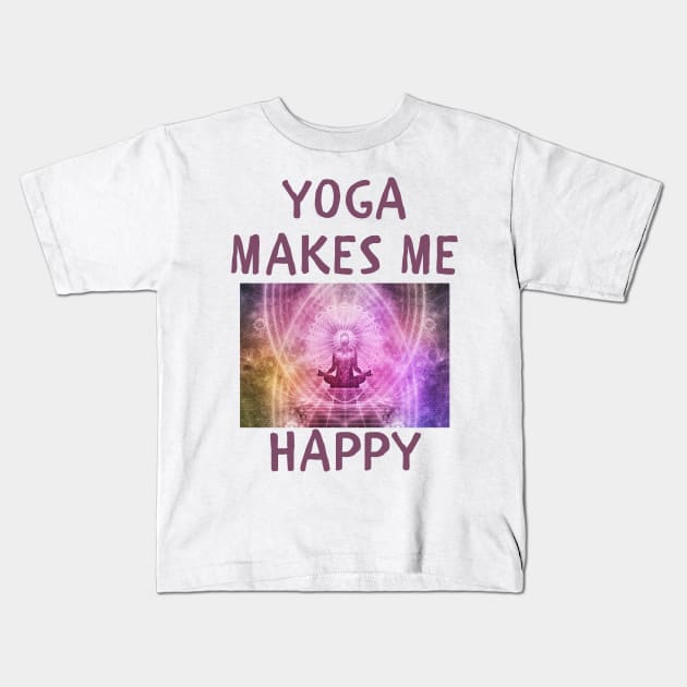 Yoga makes me happy Kids T-Shirt by IOANNISSKEVAS